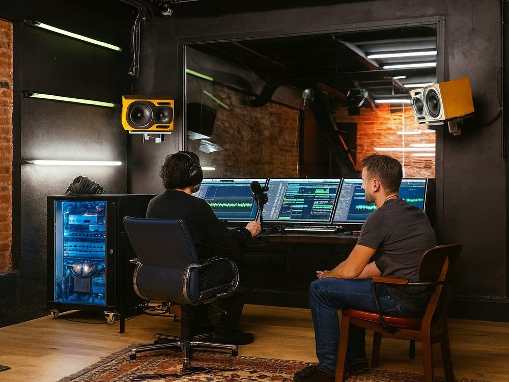 Séance d'écoute et d'accompagnement en régie de studio